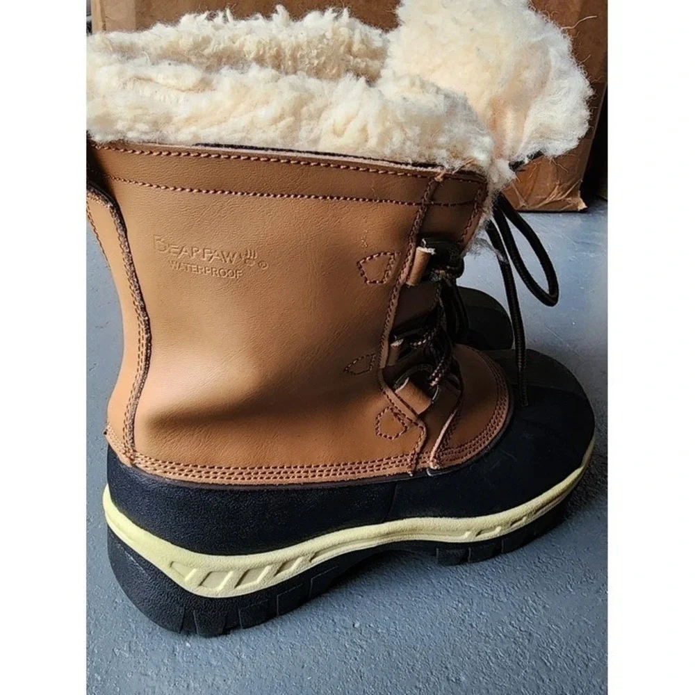 Bearpaw Snow Boots Kids Size 3 Brown Waterproof Insulated Winter Duck Boots